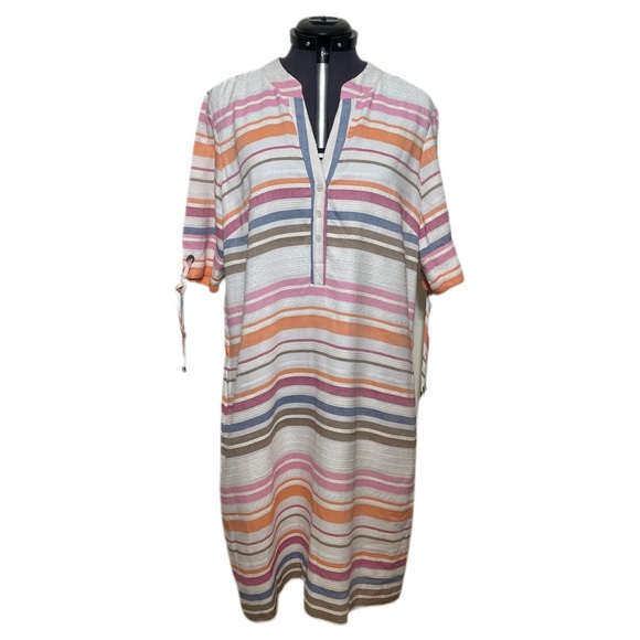 ETCETERA Mackenzie Striped Henley Dress - Picture 1 of 7